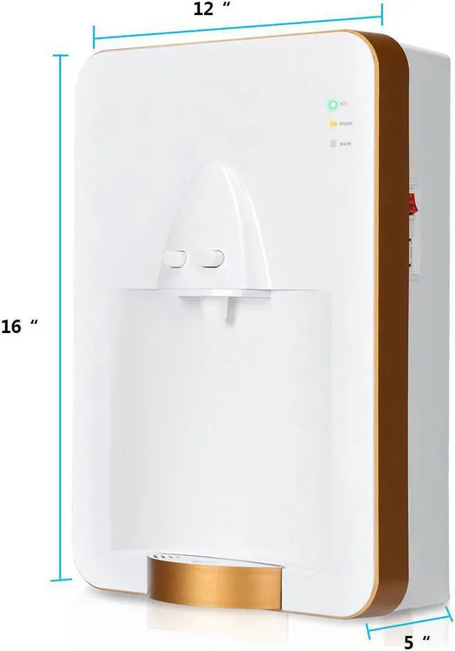 Alt view image 2 of 7 - Wall-mounted Electric Tank Water Dispenser Water Heater w/ Removable Drip Tray