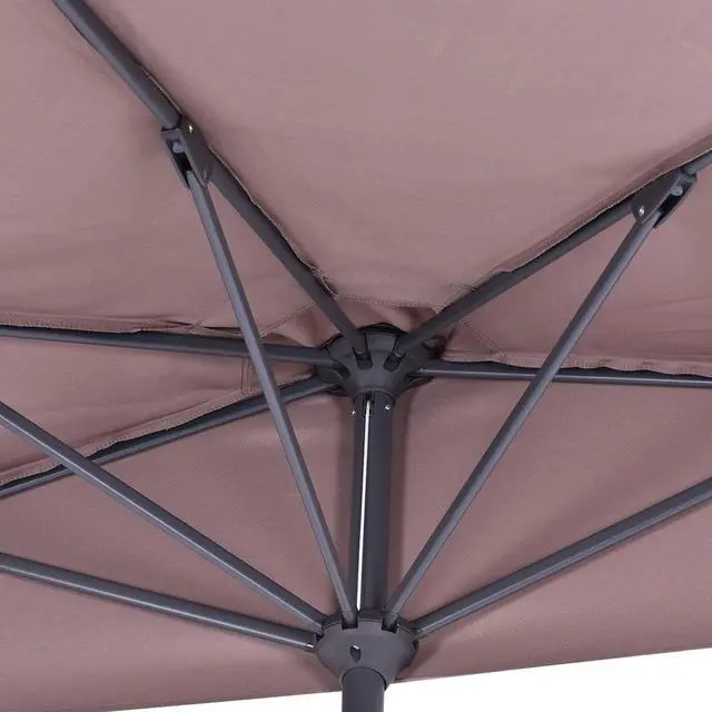 Alt view image 5 of 7 - 9Ft Half Round Umbrella Patio Bistro Wall Balcony Door Window Sun Shade Tan