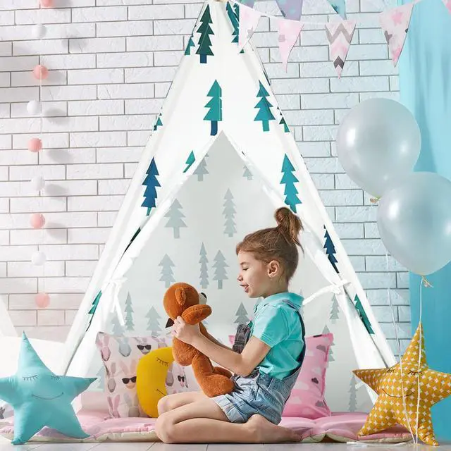 Alt view image 5 of 7 - 5'5 Indian Play Tent Teepee Children Playhouse Sleeping Dome Portable Carry Bag