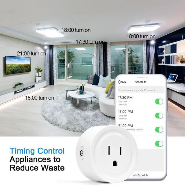 Alt view image 3 of 7 - Costway 4pcs Smart Sockets Mini Wifi Smart Plug Outlet Remote Home Appliances