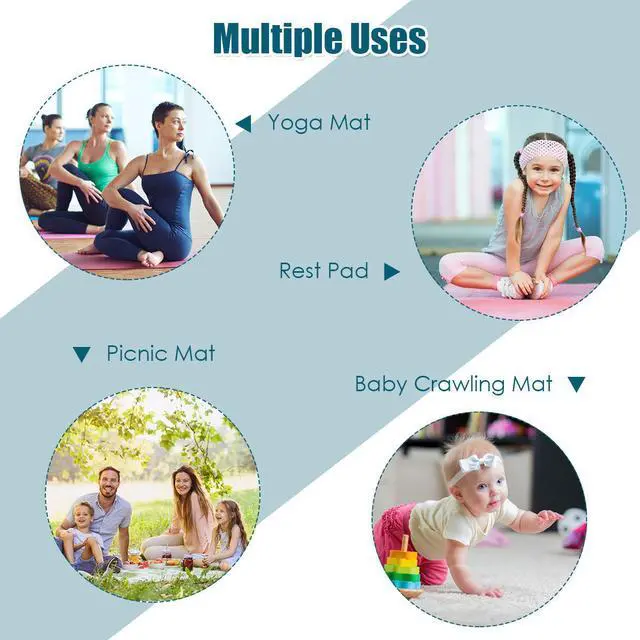 Alt view image 5 of 7 - Large Yoga Mat 7' x 5' x 8 mm Thick Workout Mats for Home Gym Flooring Blue