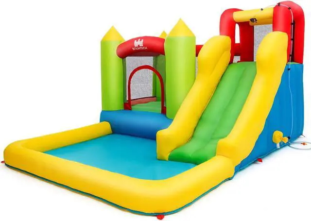Alt view image 7 of 7 - Outdoor Inflatable Bounce House Water Slide Climb Bouncer Pool Gift 480W Blower