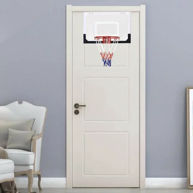 Alt view image 5 of 7 - Over-The-Door Mini Basketball Hoop Includes Basketball & Hand Pump 2 Nets  Indoor Sports