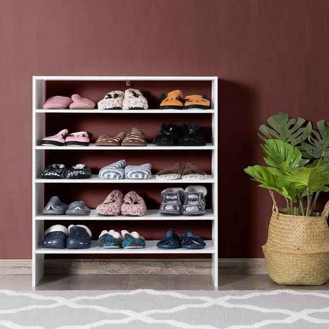Alt view image 5 of 7 - Costway 3 PCS Stackable Shoe Rack 31-Inch Horizontal Organizer 2-tier StorageShelf White