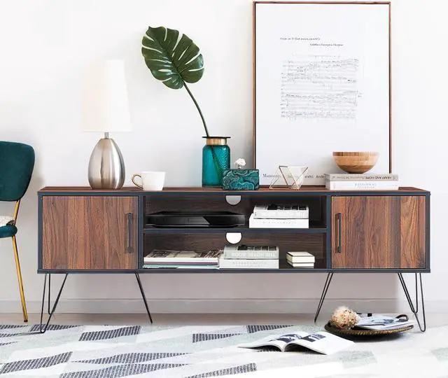 Alt view image 6 of 7 - TV Stand Media Center Storage Cabinet & Shelf Hold up to 60''TV W/ Metal leg