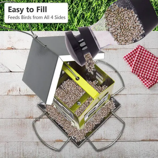 Alt view image 6 of 7 - Outdoor Wild Bird Feeder Weatherproof House Design Garden Yard Decoration Green