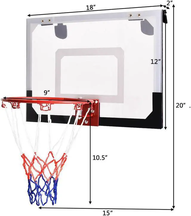 Alt view image 7 of 7 - Over-The-Door Mini Basketball Hoop Includes Basketball & Hand Pump 2 Nets  Indoor Sports