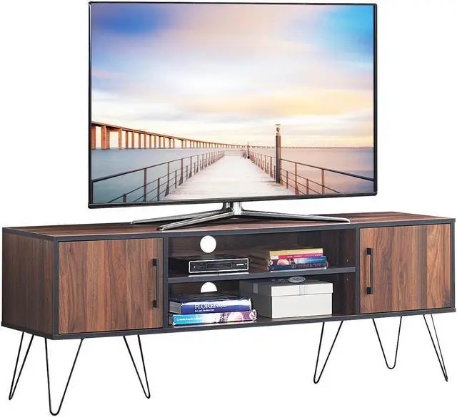 Main image of TV Stand Media Center Storage Cabinet & Shelf Hold up to 60''TV W/ Metal leg