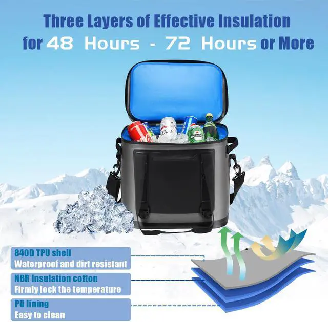 Alt view image 7 of 7 - 38 Cans Portable Cooler Bag Leak-Proof Insulated Water-Resistant For Camping