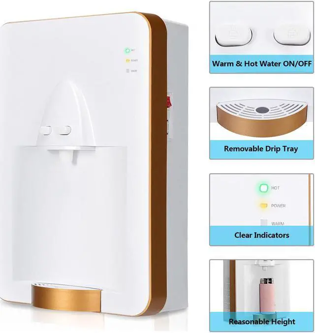 Alt view image 6 of 7 - Wall-mounted Electric Tank Water Dispenser Water Heater w/ Removable Drip Tray