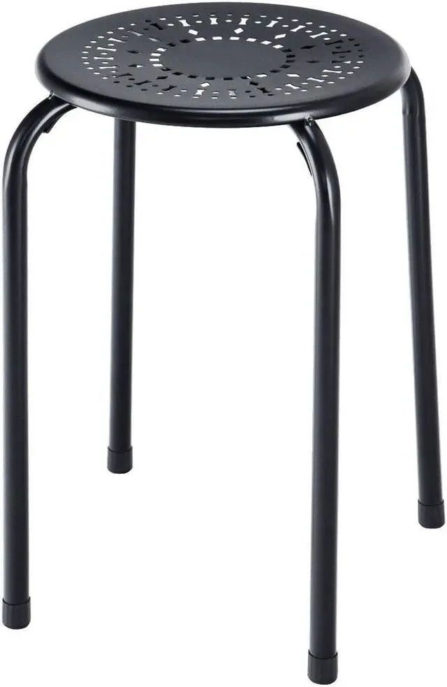 Alt view image 6 of 7 - Costway Set of 6 Stackable Metal Stool Set Daisy Backless Round Top Kitchen Black