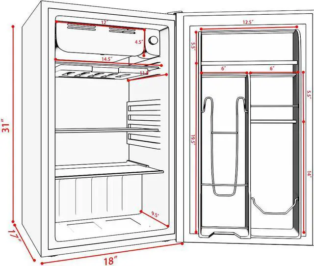 Alt view image 14 of 14 - Costway 3.2 Cu.Ft. Compact Refrigerator Mini Dorm Small Fridge Freezer Reversible Door