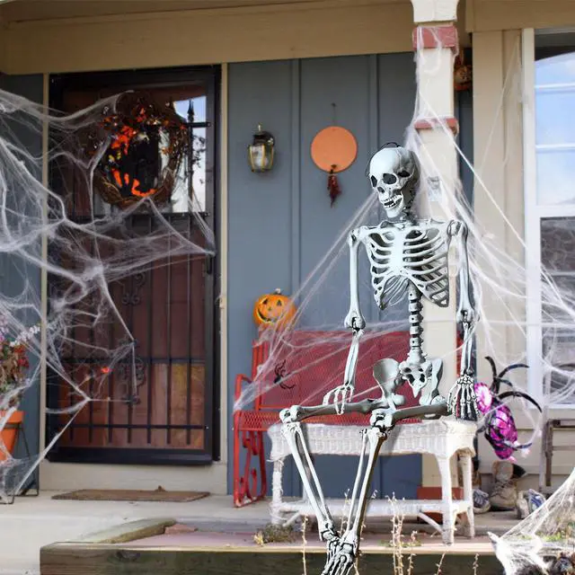 Alt view image 4 of 7 - Costway 5.4ft Halloween Christmas Skeleton Life Size Realistic Full Body Hanging with Movable Joints 63 Inches