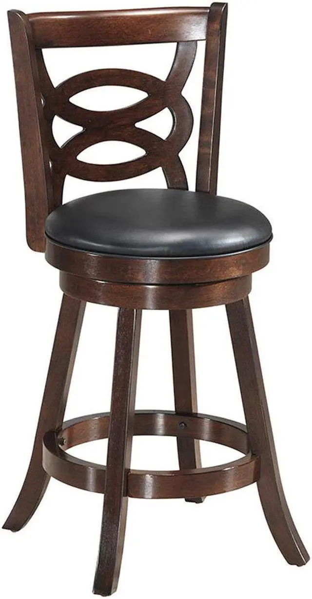 Main image of Costway Swivel Stool 24'' Counter Height Upholstered Dining Chair Home Kitchen Espresso