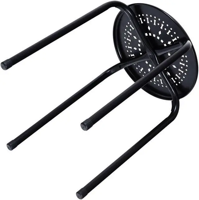 Alt view image 7 of 7 - Costway Set of 6 Stackable Metal Stool Set Daisy Backless Round Top Kitchen Black