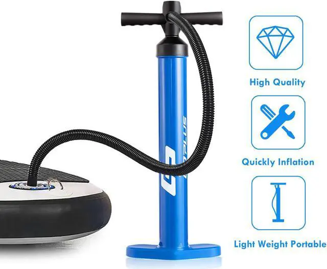 Alt view image 6 of 7 - Goplus SUP Hand Pump Max 29 PSI Double Action Manual inflation High Pressure with Gauge
