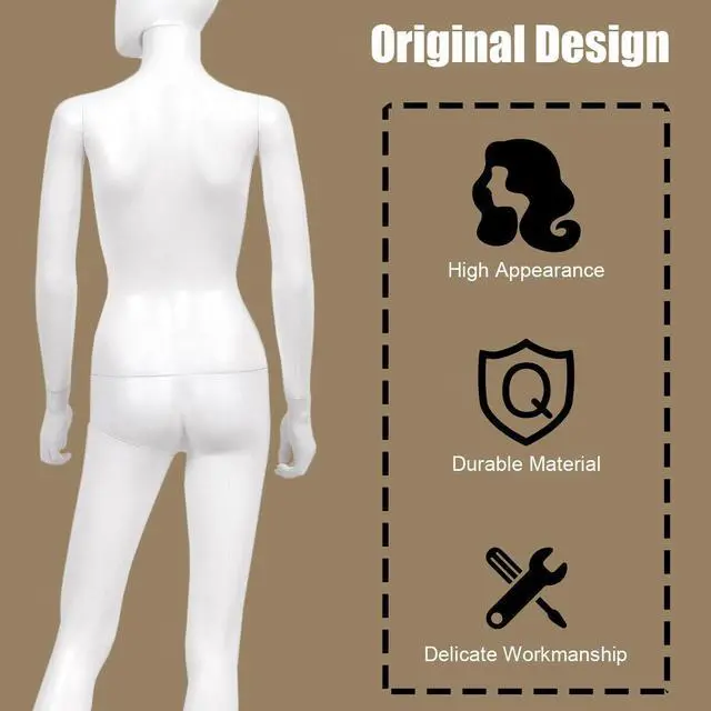 Alt view image 7 of 7 - Costway Female Mannequin Egghead Plastic Full Body Dress Form Display