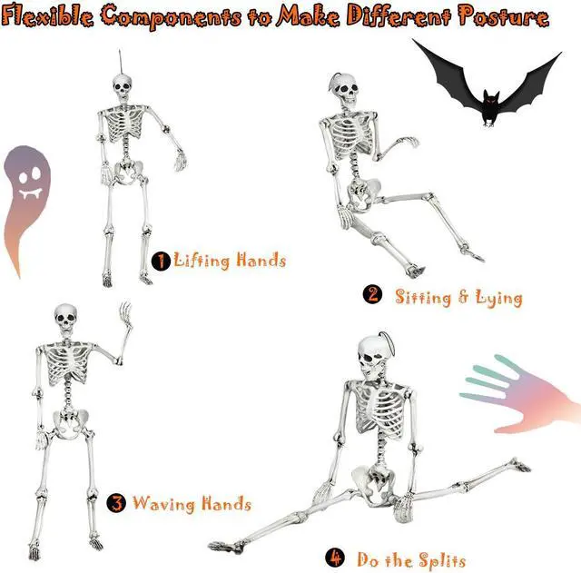 Alt view image 7 of 7 - Costway 5.4ft Halloween Christmas Skeleton Life Size Realistic Full Body Hanging with Movable Joints 63 Inches