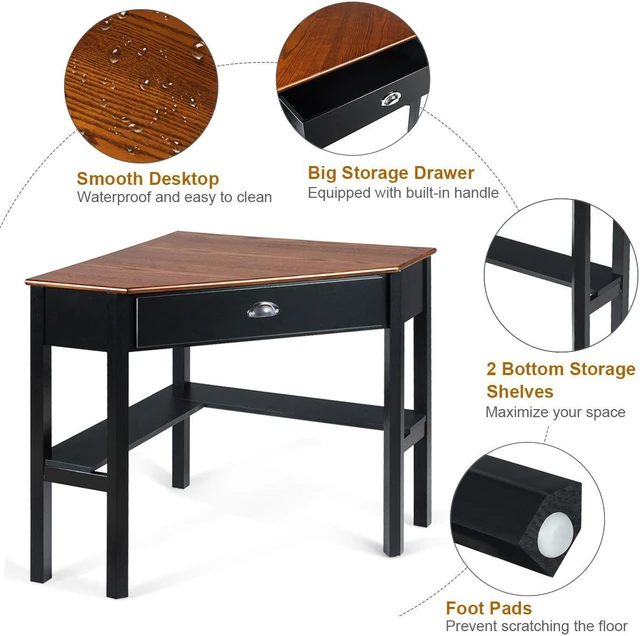 Triangle Top Computer Table Costway Triangle Computer Desk Corner Office Desk Laptop Table w ...