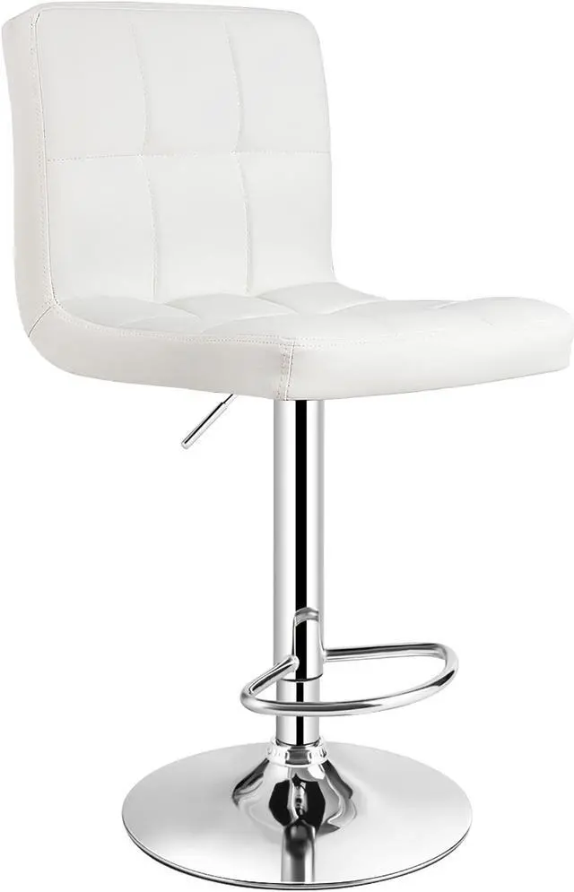 Main image of Costway Adjustable Armless Bar Stool Swivel Kitchen Counter Bar Chair PU Leather White Mid Back