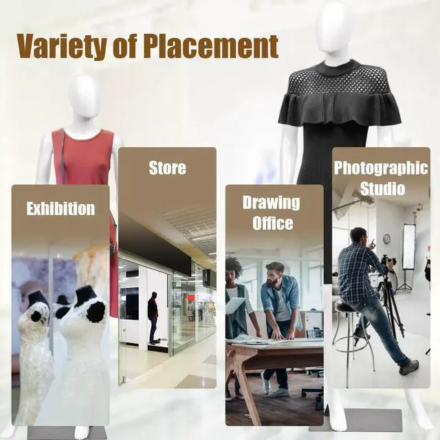 Alt view image 5 of 7 - Costway Female Mannequin Egghead Plastic Full Body Dress Form Display