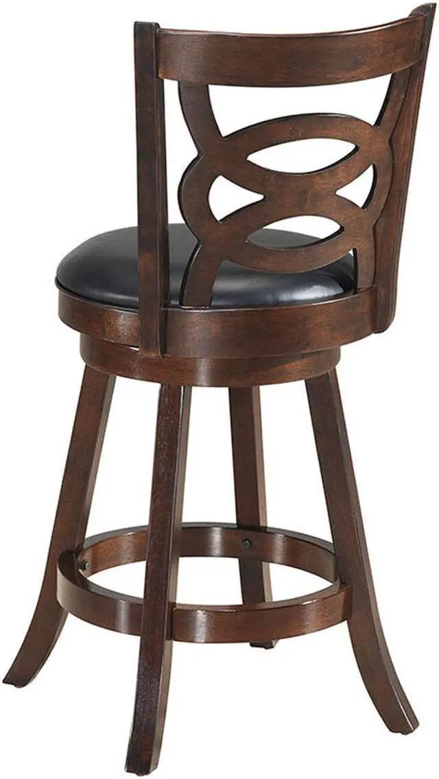 Alt view image 6 of 6 - Costway Swivel Stool 24'' Counter Height Upholstered Dining Chair Home Kitchen Espresso
