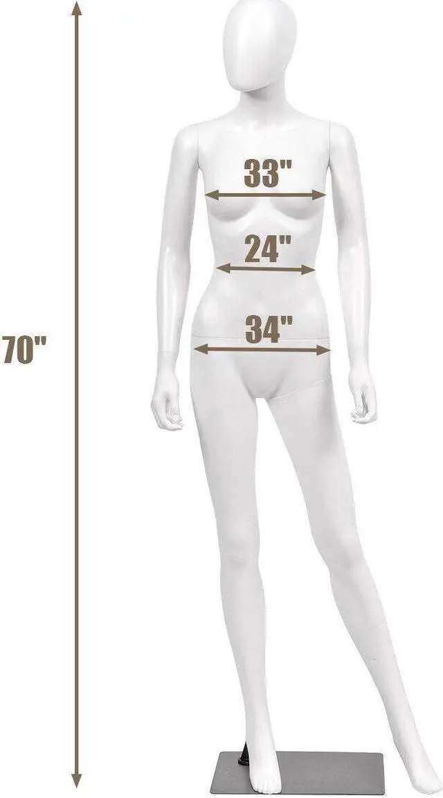 Alt view image 2 of 7 - Costway Female Mannequin Egghead Plastic Full Body Dress Form Display
