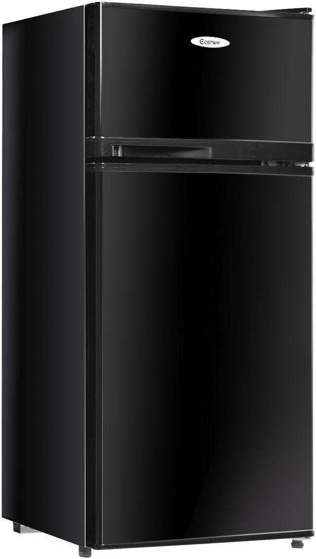 COSTWAY Compact Refrigerator, 3.4 Cu. Ft. Classic Fridge with Adjustable  Removable Glass Shelves, Mechanical Control, Recessed Handle, Fridge  Freezer