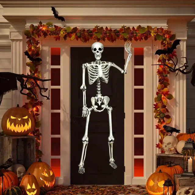 Alt view image 6 of 7 - Costway 5.4ft Halloween Christmas Skeleton Life Size Realistic Full Body Hanging with Movable Joints 63 Inches