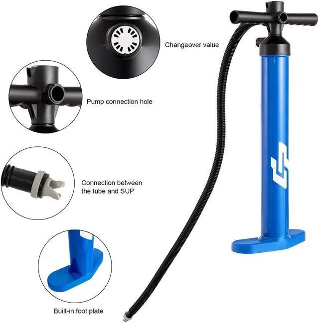 Alt view image 7 of 7 - Goplus SUP Hand Pump Max 29 PSI Double Action Manual inflation High Pressure with Gauge