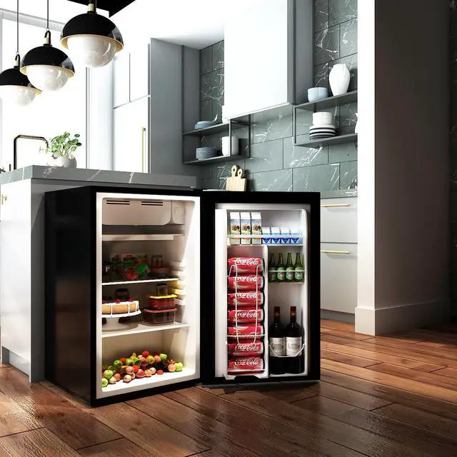 Alt view image 12 of 14 - Costway 3.2 Cu.Ft. Compact Refrigerator Mini Dorm Small Fridge Freezer Reversible Door