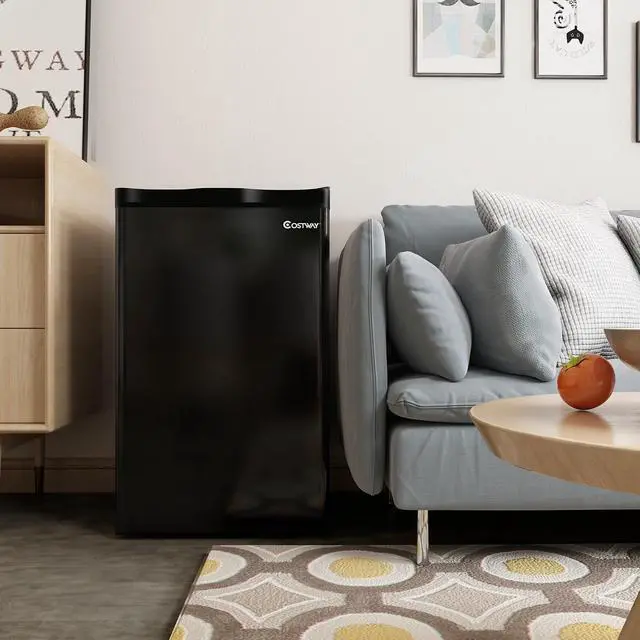 Alt view image 11 of 14 - Costway 3.2 Cu.Ft. Compact Refrigerator Mini Dorm Small Fridge Freezer Reversible Door