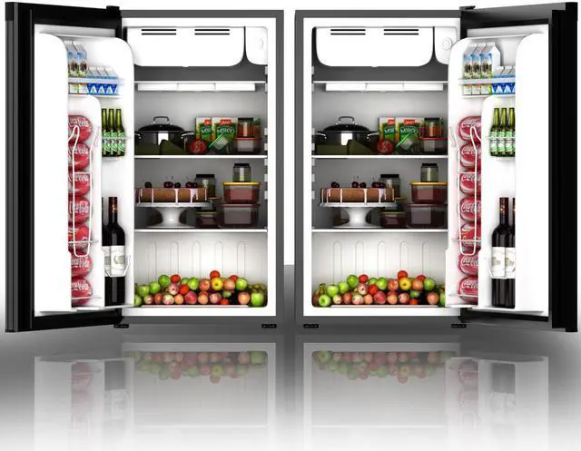 Alt view image 10 of 14 - Costway 3.2 Cu.Ft. Compact Refrigerator Mini Dorm Small Fridge Freezer Reversible Door