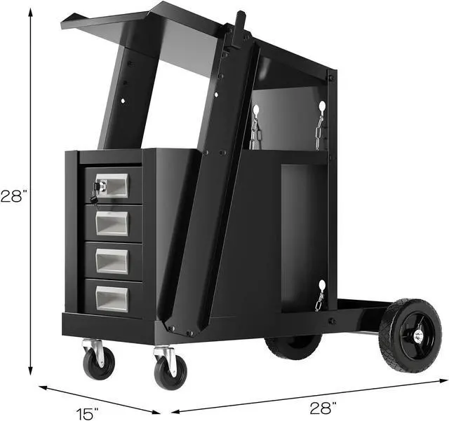 Alt view image 2 of 7 - Costway 4 Drawer Cabinet Welding Welder Cart Plasma Cutter Tank Storage MIG TIG ARC