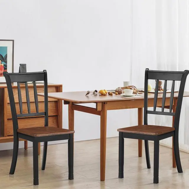 Alt view image 6 of 7 - Set of 4 Wood Dining Chair High Back Dining Room Side Chair Home Kitchen Black