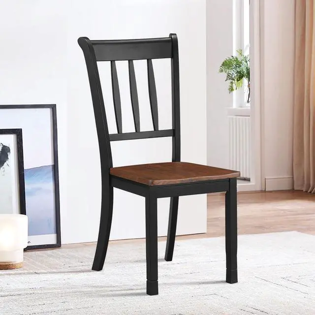 Alt view image 4 of 7 - Set of 4 Wood Dining Chair High Back Dining Room Side Chair Home Kitchen Black