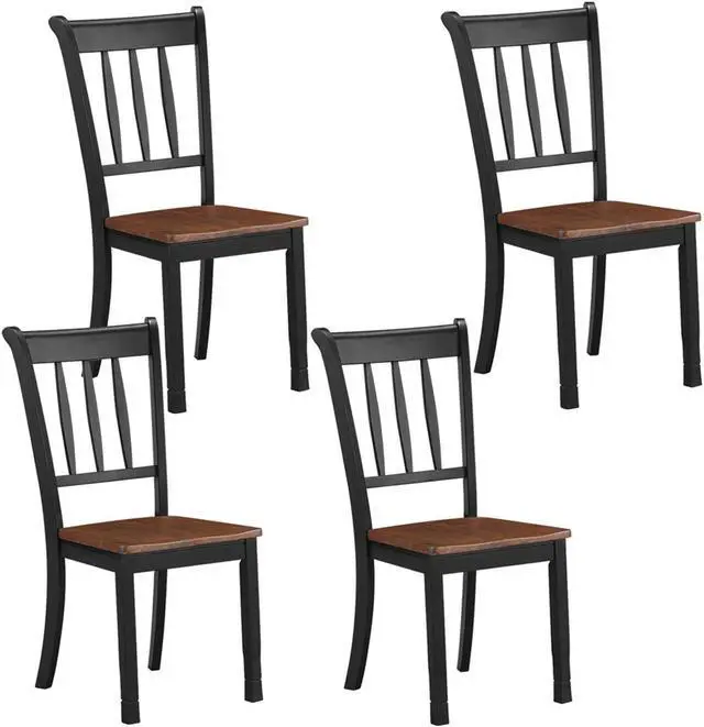 Main image of Set of 4 Wood Dining Chair High Back Dining Room Side Chair Home Kitchen Black
