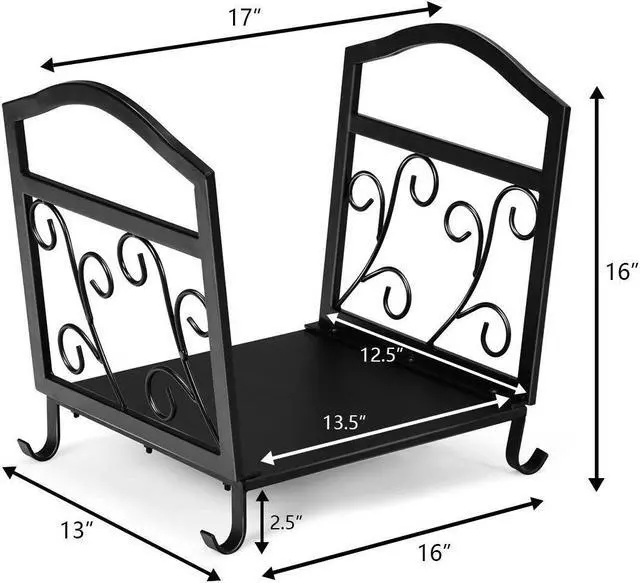 Alt view image 2 of 7 - Fireplace Log Holder Wrought Iron Indoor Fire Wood Stove Stacking Rack Storage