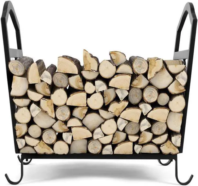Alt view image 7 of 7 - Fireplace Log Holder Wrought Iron Indoor Fire Wood Stove Stacking Rack Storage