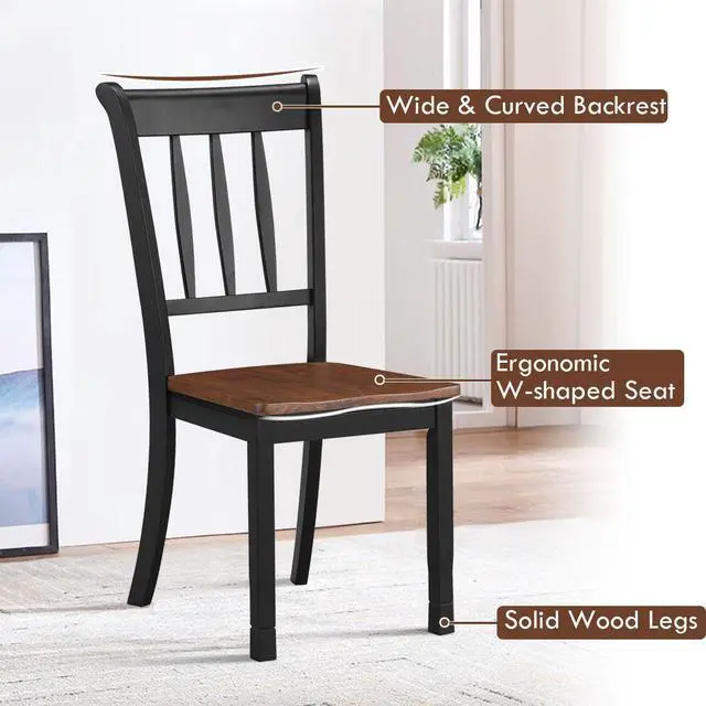 Alt view image 7 of 7 - Set of 4 Wood Dining Chair High Back Dining Room Side Chair Home Kitchen Black