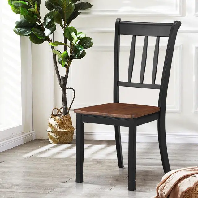 Alt view image 3 of 7 - Set of 4 Wood Dining Chair High Back Dining Room Side Chair Home Kitchen Black