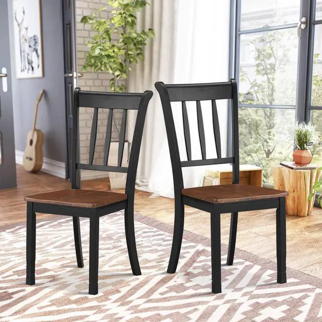 Alt view image 5 of 7 - Set of 4 Wood Dining Chair High Back Dining Room Side Chair Home Kitchen Black
