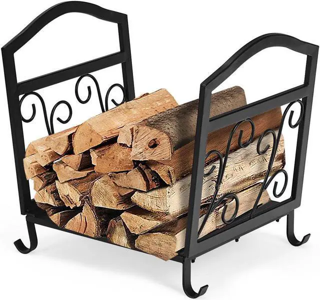 Main image of Fireplace Log Holder Wrought Iron Indoor Fire Wood Stove Stacking Rack Storage