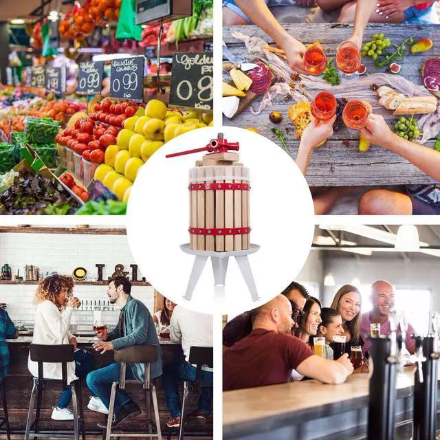 Alt view image 4 of 7 - Costway 1.6 Gallon Fruit Wine Press Cider Apple Grape Crusher Juice Maker Tool Wood