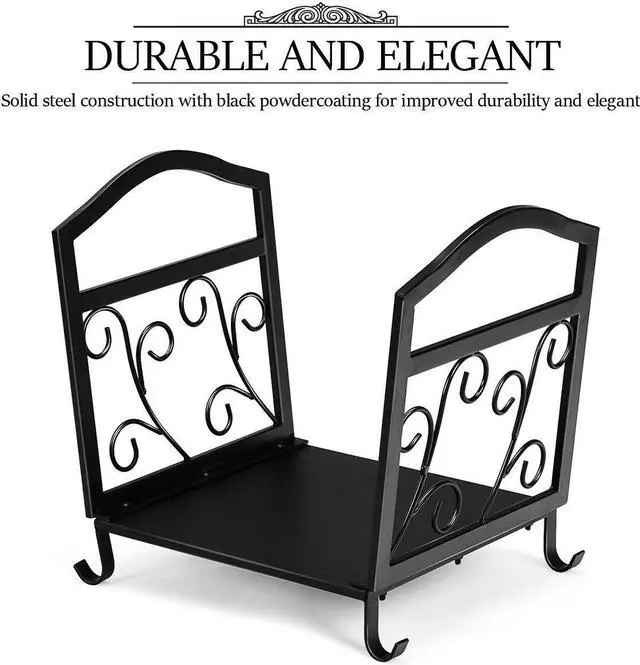 Alt view image 5 of 7 - Fireplace Log Holder Wrought Iron Indoor Fire Wood Stove Stacking Rack Storage