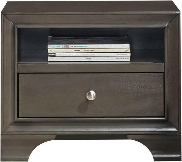 Alt view image 5 of 7 - Vintage Nightstand Solid Wood Sofa Side End Table W/ USB Port & Drawer Grey
