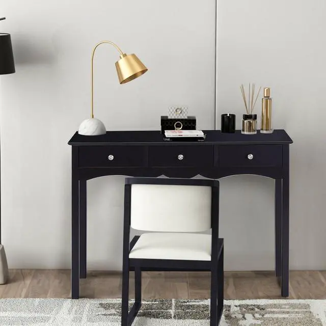 Alt view image 7 of 7 - Costway Console Table Hall table Side Table Desk Accent Table 3 Drawers Entryway Black