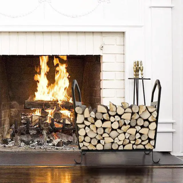 Alt view image 3 of 7 - Fireplace Log Holder Wrought Iron Indoor Fire Wood Stove Stacking Rack Storage