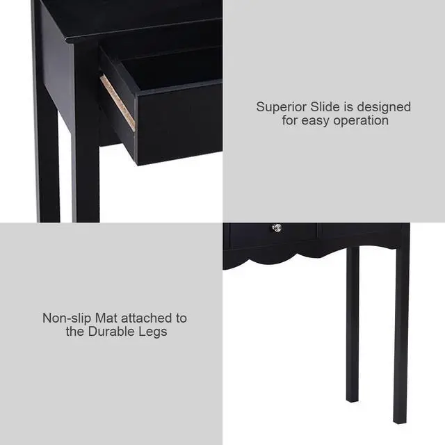 Alt view image 4 of 7 - Costway Console Table Hall table Side Table Desk Accent Table 3 Drawers Entryway Black