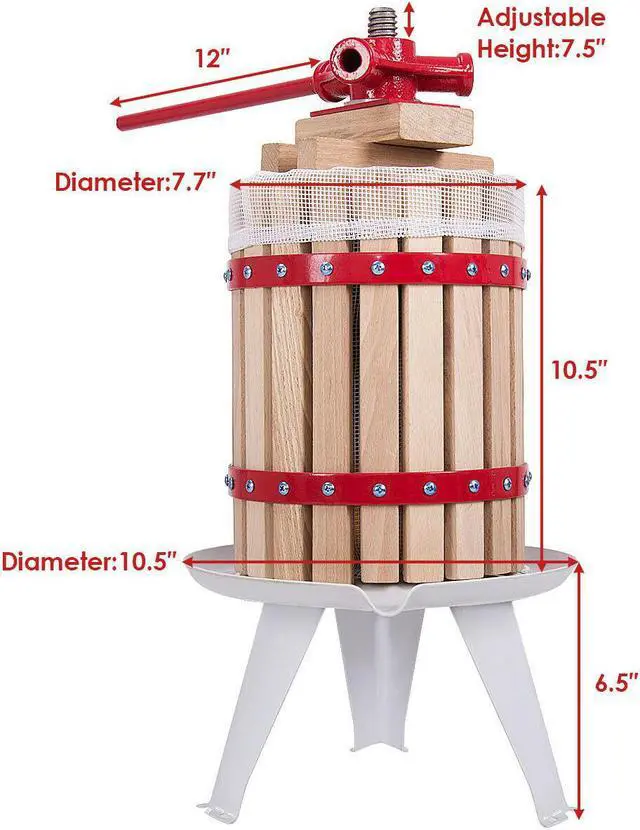Alt view image 3 of 7 - Costway 1.6 Gallon Fruit Wine Press Cider Apple Grape Crusher Juice Maker Tool Wood